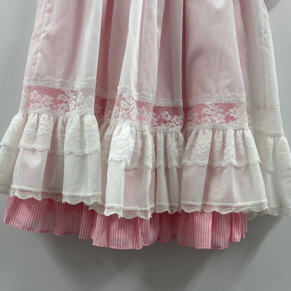 Bryan Little Girls Vintage Pink and White Lace Dress Size 4 - Picture 3 of 7